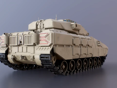 Futuristic Sci-Fi Tank Stealth Military Vehicle PBR Sand 3D Model