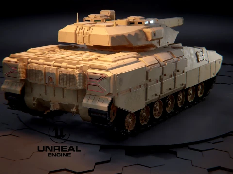 Futuristic Sci-Fi Tank Stealth Military Vehicle PBR Sand 3D Model