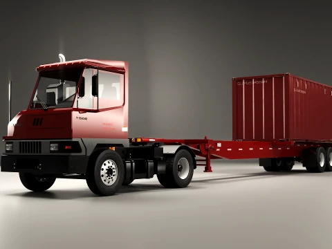 Caminh&atilde;o de p&aacute;tio de trator terminal industrial PBR e cont&ecirc;iner de transporte Modelo 3D