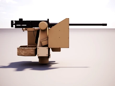 Kongsberg Protector RS4 Remote Weapon Station RCWS - PBR Desert Camo 3D Model