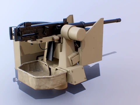 Kongsberg Protector RS4 Remote Weapon Station RCWS - PBR Desert Camo 3D Model