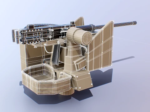 Kongsberg Protector RS4 Remote Weapon Station RCWS - PBR Desert Camo 3D Model