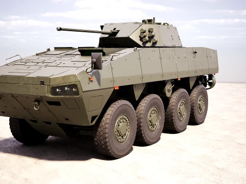 KTO Rosomak Patria AMV with HITFIST 30mm Turret 3D Model