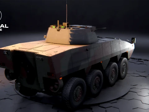 KTO Rosomak Patria AMV com torreta HITFIST 30mm verde camuflada Modelo 3D