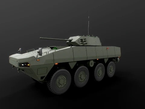 KTO Rosomak Patria AMV com torreta HITFIST 30mm verde camuflada Modelo 3D