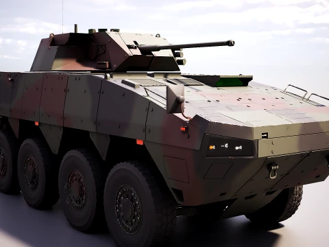 KTO Rosomak Patria AMV com torreta HITFIST 30mm verde camuflada Modelo 3D
