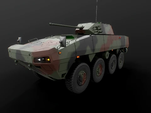 KTO Rosomak Patria AMV com torreta HITFIST 30mm verde camuflada Modelo 3D