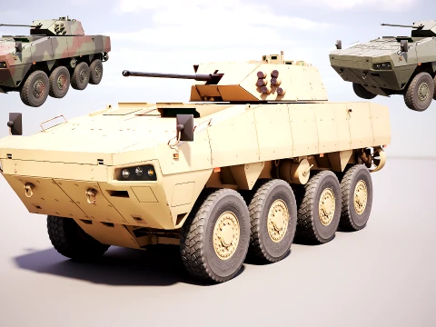 KTO Rosomak Patria AMV with HITFIST 30mm Turret Sand 3D Model