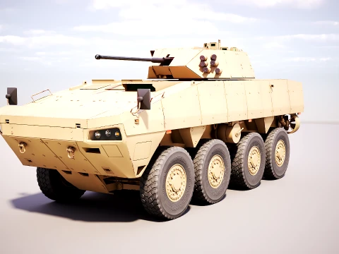 KTO Rosomak Patria AMV with HITFIST 30mm Turret Sand 3D Model