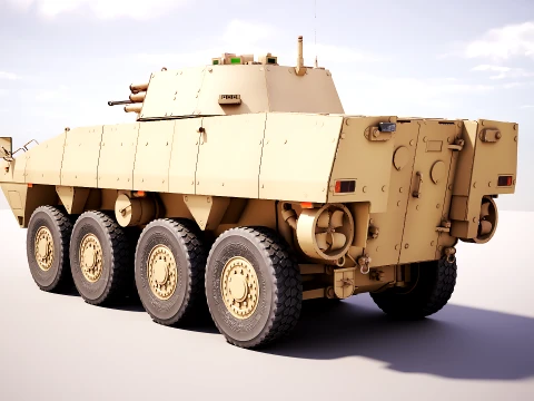 KTO Rosomak Patria AMV with HITFIST 30mm Turret Sand 3D Model