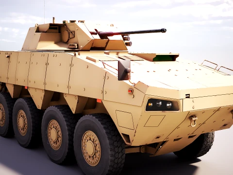 KTO Rosomak Patria AMV with HITFIST 30mm Turret Sand 3D Model