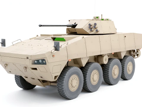KTO Rosomak Patria AMV with HITFIST 30mm Turret Sand 3D Model