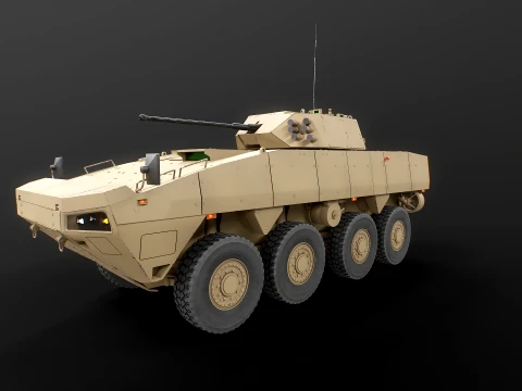 KTO Rosomak Patria AMV with HITFIST 30mm Turret Sand 3D Model