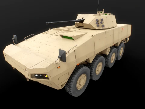 KTO Rosomak Patria AMV with HITFIST 30mm Turret Sand 3D Model