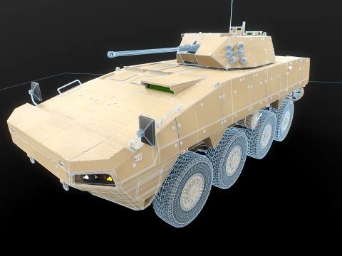 KTO Rosomak Patria AMV with HITFIST 30mm Turret Sand 3D Model