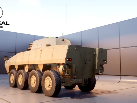 KTO Rosomak Patria AMV with HITFIST 30mm Turret Sand 3D Model