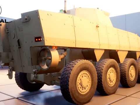 KTO Rosomak Patria AMV with HITFIST 30mm Turret Sand 3D Model