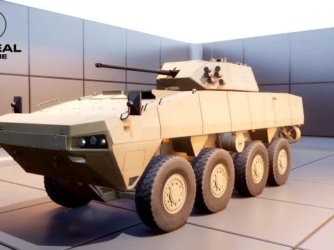 KTO Rosomak Patria AMV with HITFIST 30mm Turret Sand 3D Model