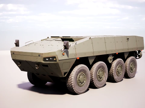 KTO Rosomak Patria AMV Base Hull PBR LODs 3D Model