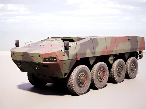 KTO Rosomak Patria AMV Base Hull Camouflage PBR LODs 3D Model