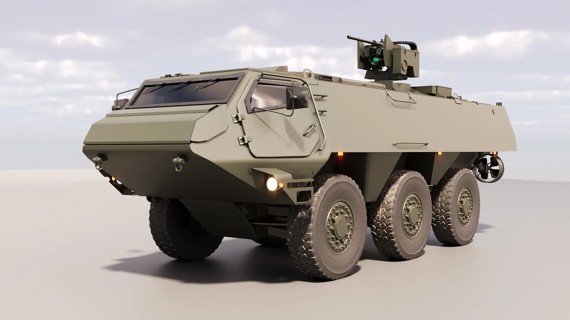Patria XA-300 6x6 CAVS with Kongsberg RWS - PBR 3D Model .c4d .max .obj .3ds .fbx .stl .blend 