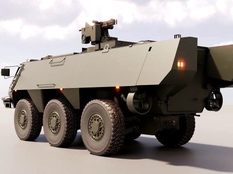 Patria XA-300 6x6 CAVS with Kongsberg RWS - PBR 3D Model