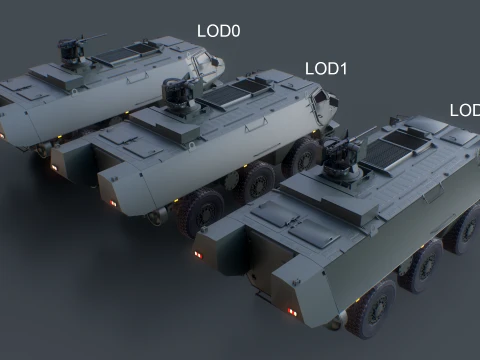 Patria XA-300 6x6 CAVS with Kongsberg RWS - PBR 3D Model