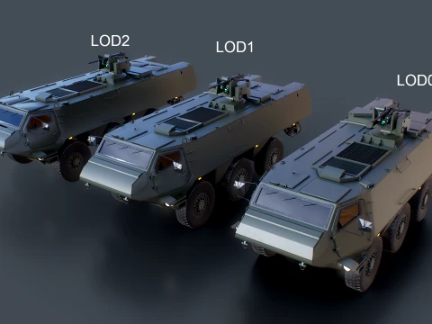 Patria XA-300 6x6 CAVS with Kongsberg RWS - PBR 3D Model