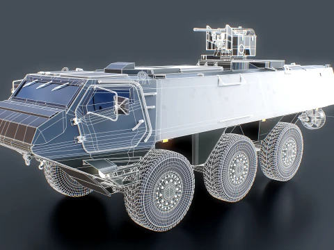 Patria XA-300 6x6 CAVS with Kongsberg RWS - PBR 3D Model