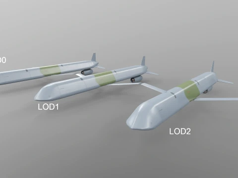 Kh-101 Cruise Missile - PBR Game Ready Subdividable 3D Model
