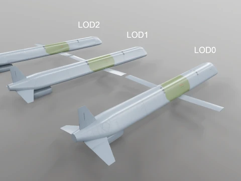 Kh-101 Cruise Missile - PBR Game Ready Subdividable 3D Model