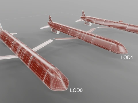Kh-101 Cruise Missile - PBR Red 3D Model