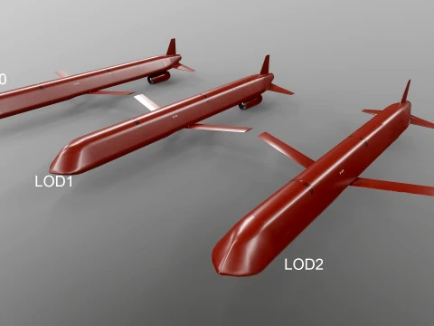 Kh-101 Cruise Missile - PBR Red 3D Model
