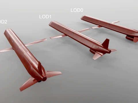 Kh-101 Cruise Missile - PBR Red 3D Model