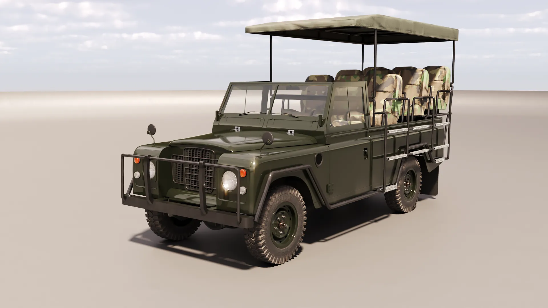 Classic Safari Tour Vehicle 4x4 - PBR 3D Model .c4d .max .obj .3ds .fbx .stl .blend 