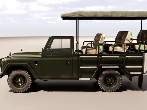 Classic Safari Tour Vehicle 4x4 - PBR 3D Model