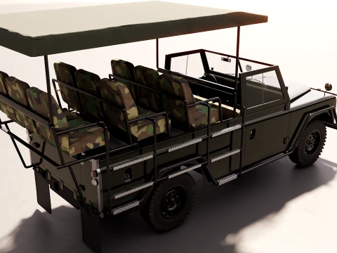 Classic Safari Tour Vehicle 4x4 - PBR 3D Model