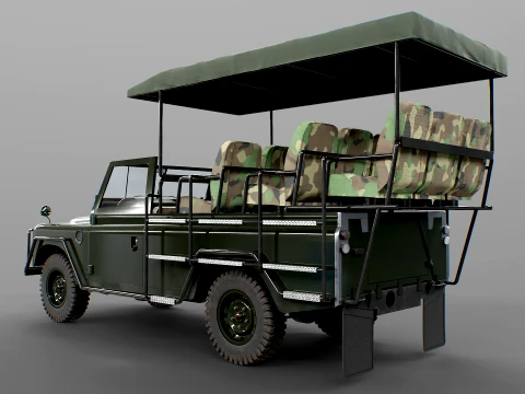 Classic Safari Tour Vehicle 4x4 - PBR 3D Model