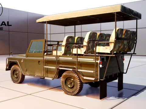 Classic Safari Tour Vehicle 4x4 - PBR 3D Model