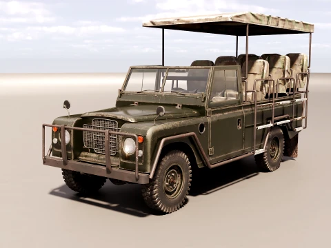 Kendaraan Wisata Safari Klasik 4x4 - PBR Dipakai Model 3D