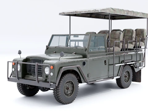 Classic Safari Tour Vehicle 4x4 - PBR Worn 3D Model