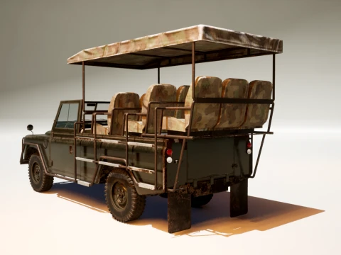 Classic Safari Tour Vehicle 4x4 - PBR Worn 3D Model