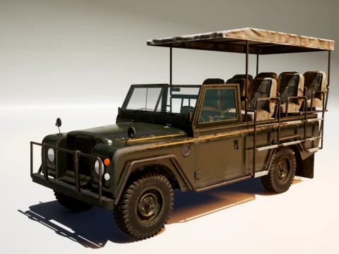Classic Safari Tour Vehicle 4x4 - PBR Worn 3D Model