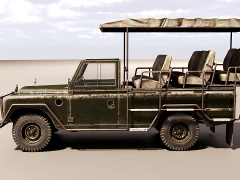 Classic Safari Tour Vehicle 4x4 - PBR Worn 3D Model
