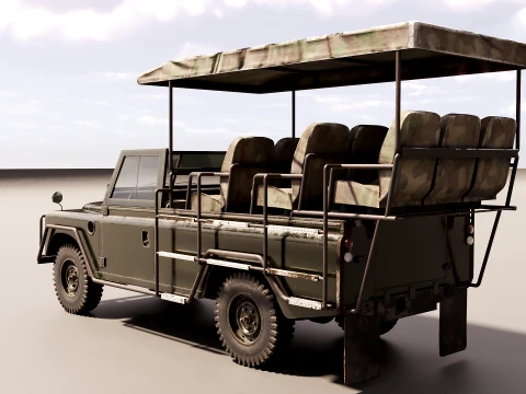 Classic Safari Tour Vehicle 4x4 - PBR Worn 3D Model