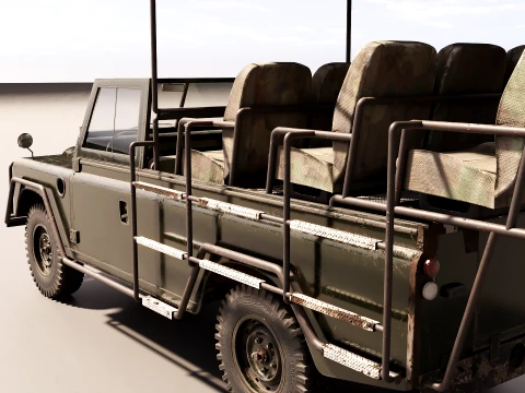 Classic Safari Tour Vehicle 4x4 - PBR Worn 3D Model