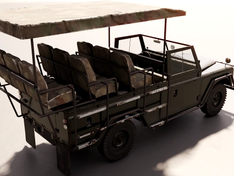 Classic Safari Tour Vehicle 4x4 - PBR Worn 3D Model