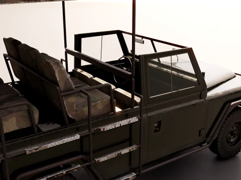 Classic Safari Tour Vehicle 4x4 - PBR Worn 3D Model