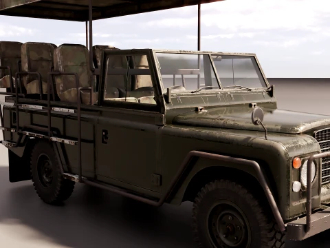 Classic Safari Tour Vehicle 4x4 - PBR Worn 3D Model