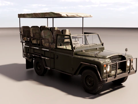 Classic Safari Tour Vehicle 4x4 - PBR Worn 3D Model